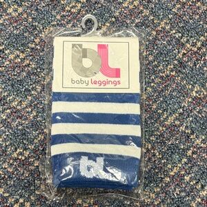 New Baby leggings blue and white striped one size